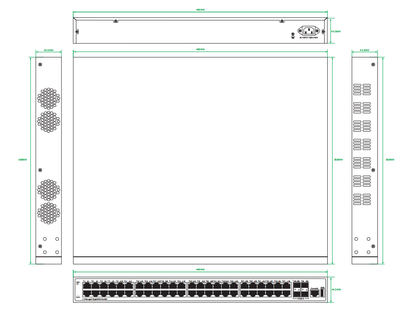 52-Port 10G Uplink Gigabit L3 Managed PoE Switch 400W Budget AC Powered CE