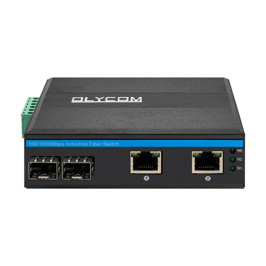 10/100/1000Mbps Industrial Fiber Switch（2F to 2UTP)