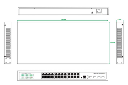 24-Port Gigabit Managed Ethernet Switch 10G SFP+ Uplink AC Powered CE Fanless