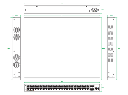 52-Port Gigabit Layer 3 Managed Ethernet Switch 10G Uplink Single AC Powered Fanless