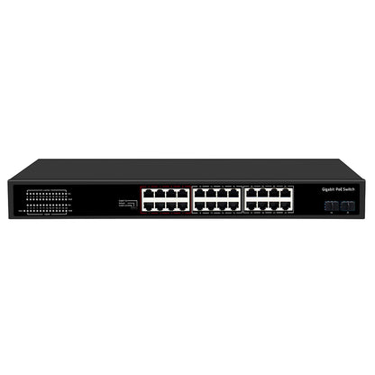 24 Port Gigabit PoE Switch SFP Fiber Uplink 300W PoE 15.4W/30W Rackmount Design