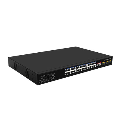 28 Port L3 Managed PoE Switch 10G Fiber Core Network 400W PoE Power Fanless