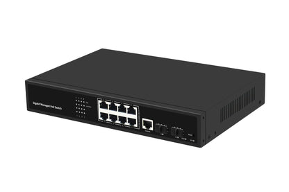 10-Port Full Gigabit Managed PoE Switch 120W 1G SFP Fiber Rack Mounted CE