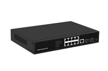10-Port Full Gigabit Managed Ethernet Switch CCTV VLAN Fanless AC Input CE