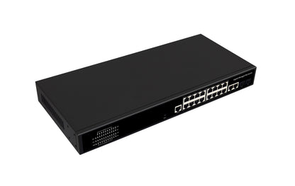 16 Port Managed PoE Switch Gigabit Fiber L2/L3 Manageable 300W PoE AC Powered