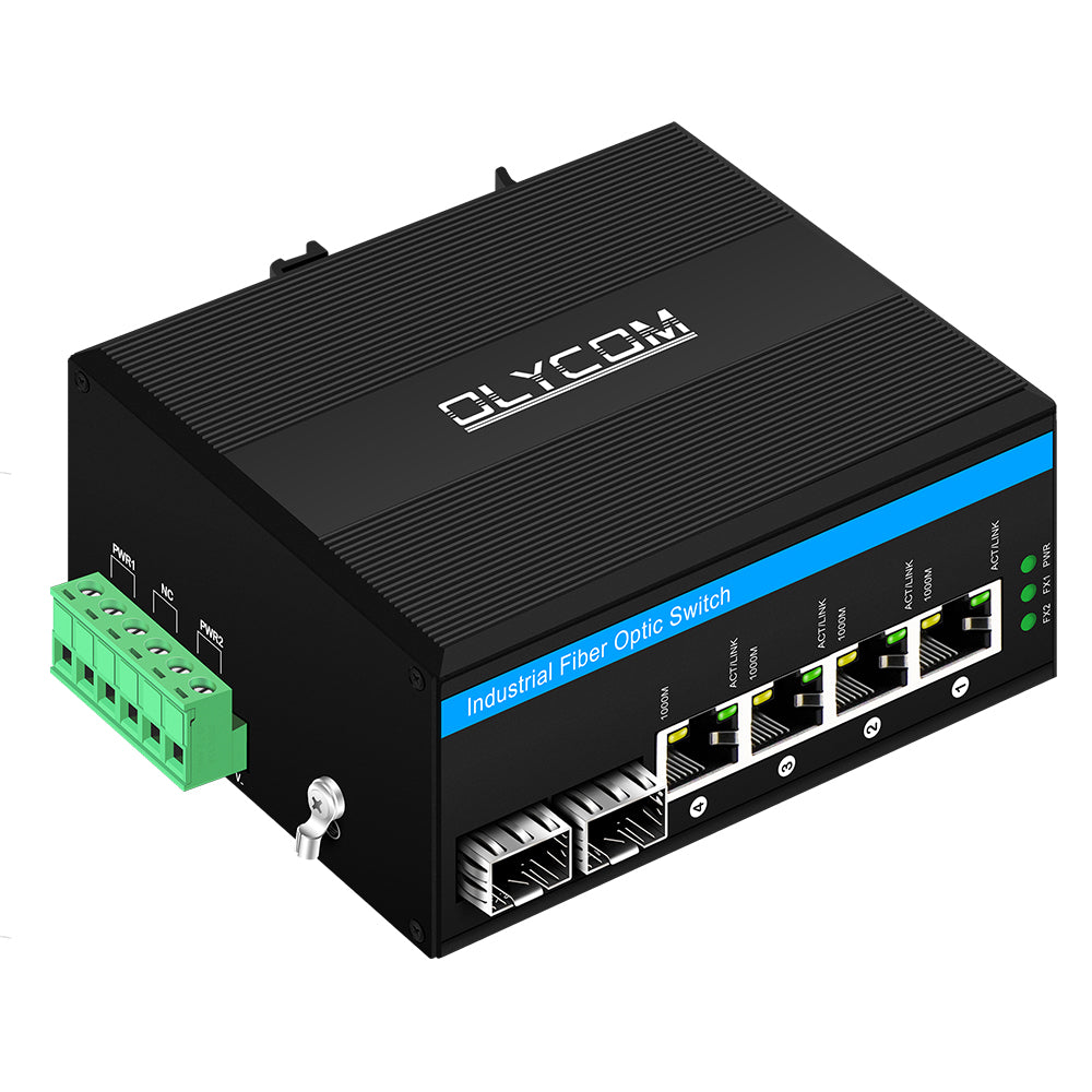 6-Port Gigabit PoE/PoE+ Booster Fiber Switch 802.3af/at 120W Budget DC12–48V Input