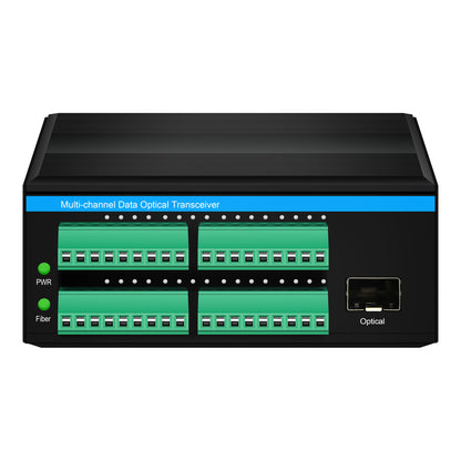 16 Port Contact Closure Fiber Optic Converter for Remote Alarm and Control Transmission