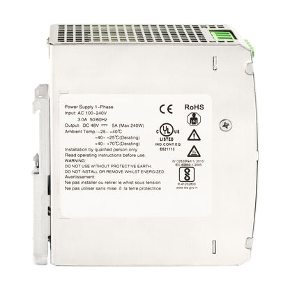 240W DIN Rail Power Supply UL Listed DC48V 5A Industrial Power Adapter Single Output -40° – 70°C