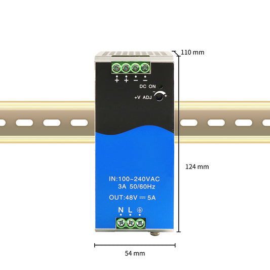 240W DIN Rail Power Supply UL Listed DC48V 5A Industrial Power Adapter Single Output -40° – 70°C