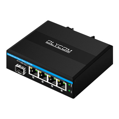 5-Port PoE/PoE+ Booster Gigabit Switch 100/1000M Fiber Industrial Ethernet Unmanaged