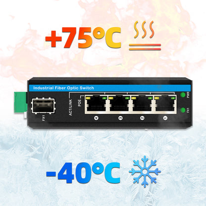 10/100Mbps Industrial POE Fiber Switch ( 1 Fiber to 4UTP)