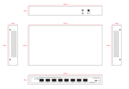 8 Port Full 10G SFP+ Fiber Ethernet Switch Unmanaged DC12V Input Fanless CE