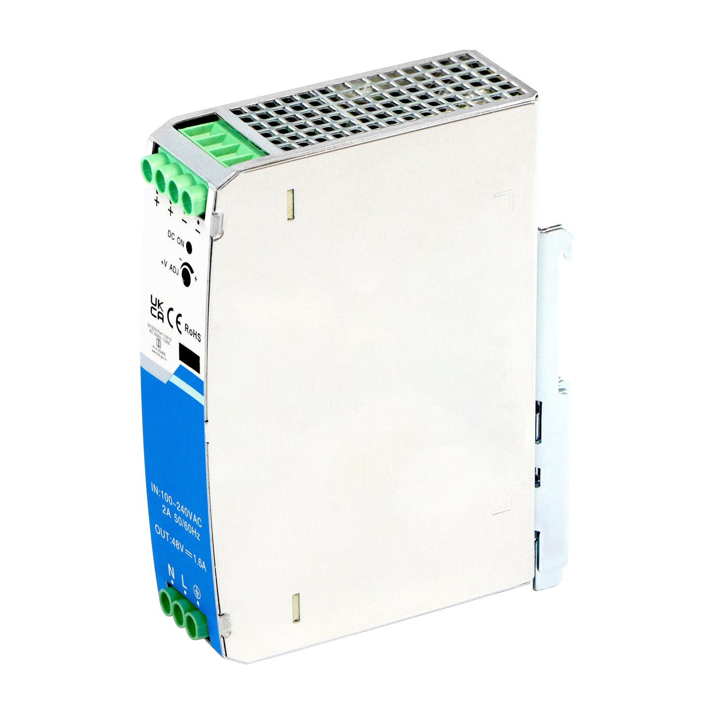 48V DIN Power Adapter 75W PSU 1.6A AC/DC Input Industrial Level -30~70°C CE UL