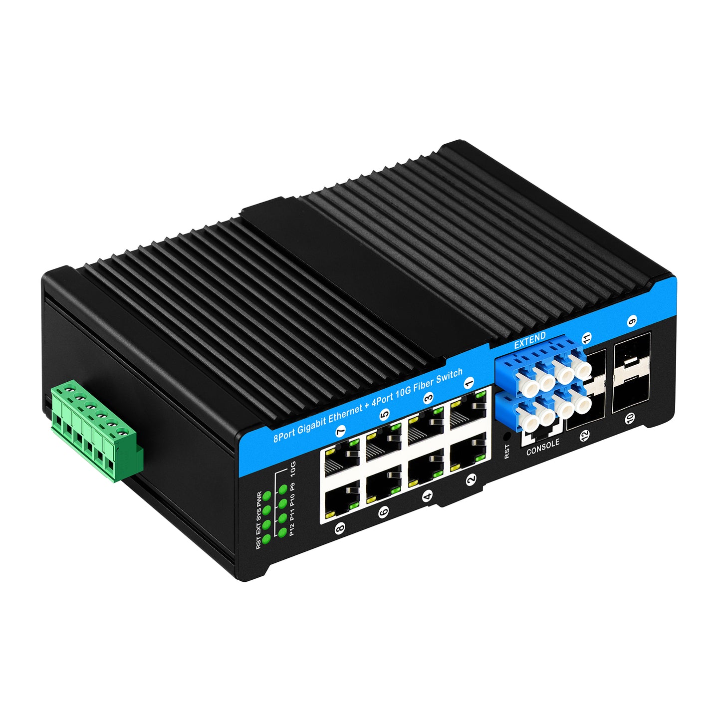 10G SFP+ Managed PoE Fiber Bypass Switch 240W 8 Port Gigabit Network DIN Rail