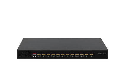 Olycom 12-Port 10G Layer 3 Managed Fiber Switch SFP+ Slots Single AC Powered Fanless