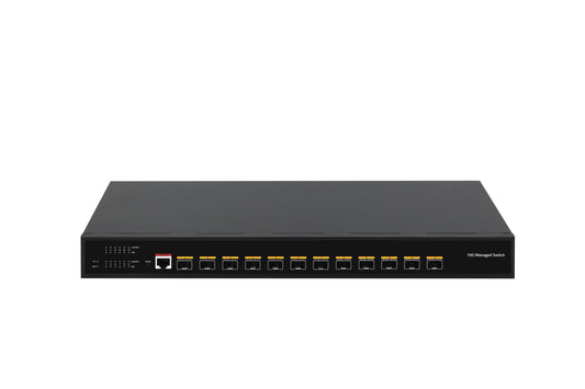 Olycom 12-Port 10G Layer 3 Managed Fiber Switch SFP+ Slots Single AC Powered Fanless