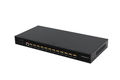 Olycom 12-Port 10G Layer 3 Managed Fiber Switch SFP+ Slots Single AC Powered Fanless