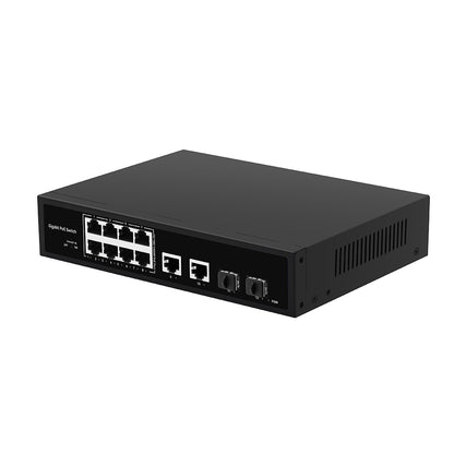8 Port Gigabit CCTV PoE Switch 120W with 2*1G SFP/RJ45 Uplink Unmanaged Rack Mounted