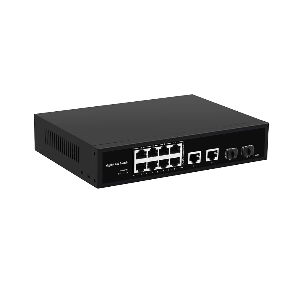 8 Port Gigabit CCTV PoE Switch 120W with 2*1G SFP/RJ45 Uplink Unmanaged Rack Mounted