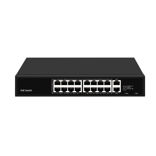 16 Port 10/100M PoE Switch with Gigabit Copper Uplinks AC Input 300W PoE Budget