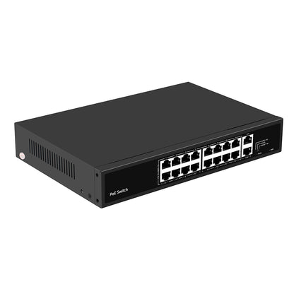 16 Port 10/100M PoE Switch with Gigabit Copper Uplinks AC Input 300W PoE Budget