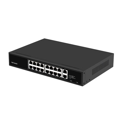 16 Port 10/100M PoE Switch with Gigabit Copper Uplinks AC Input 300W PoE Budget