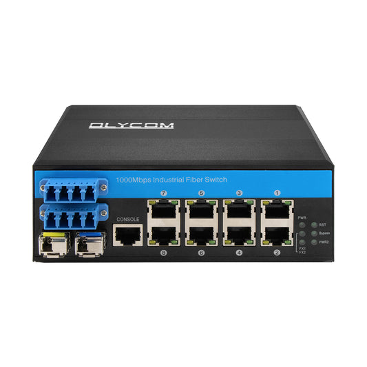 2.5G Managed PoE Fiber Bypass Switch 8 Port 240W Budget Fanless CE Certified