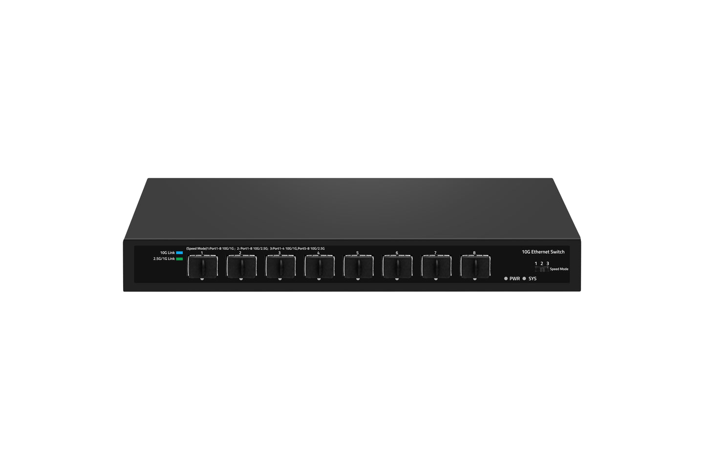 8 Port Full 10G SFP+ Fiber Ethernet Switch Unmanaged DC12V Input Fanless CE