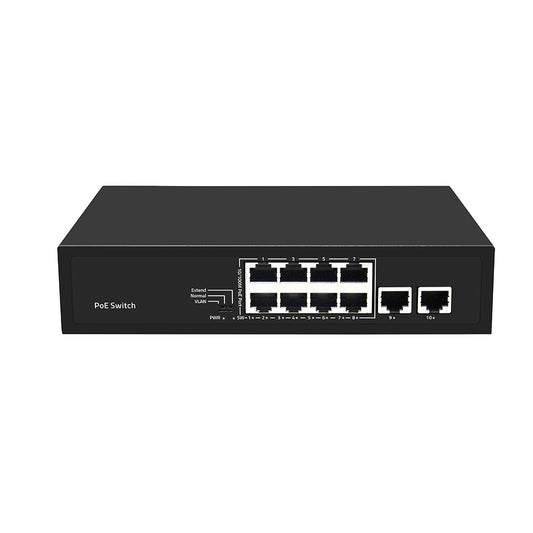 10 Port Fast Ethernet PoE Network Switch Gigabit Uplink 120W Unmanaged CE Approved