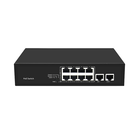 Olycom 8 Port PoE Switch Fast Ethernet with Gigabit Uplink Fanless AC Powered