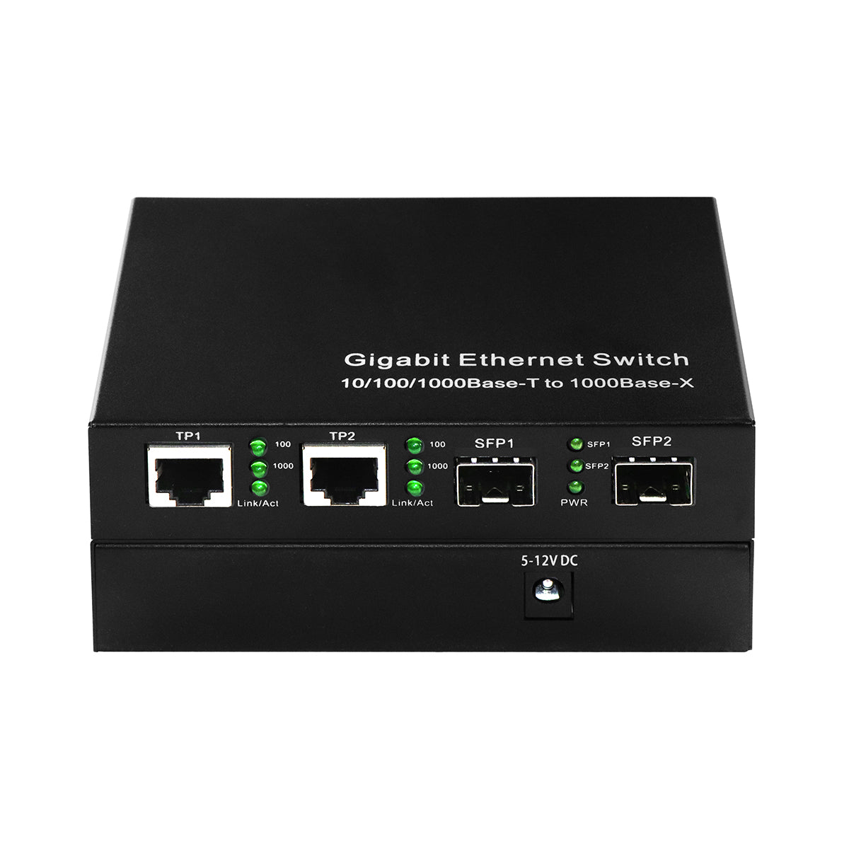 4-Port Gigabit Ethernet Switch SFP Fiber aged DC5V DC12V Input Fanless CE