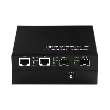 4-Port Gigabit Ethernet Switch SFP Fiber aged DC5V DC12V Input Fanless CE