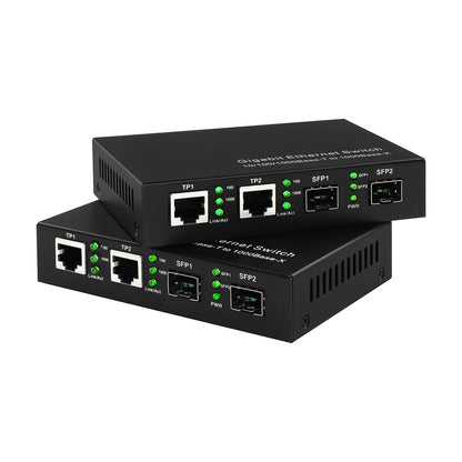 4-Port Gigabit Ethernet Switch SFP Fiber aged DC5V DC12V Input Fanless CE