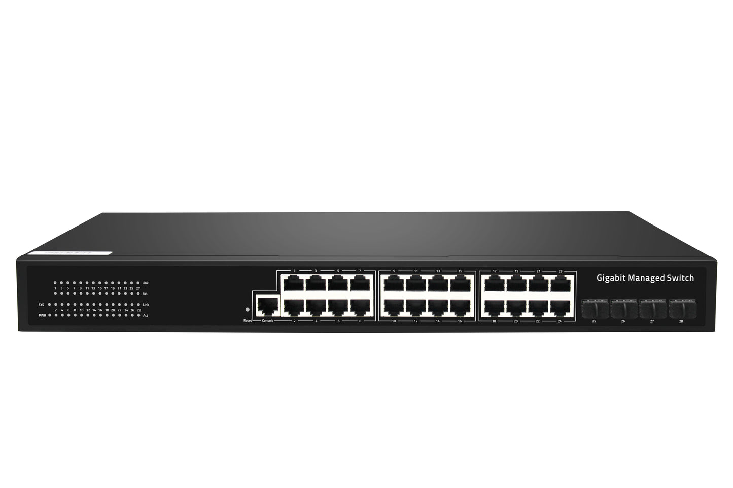 28-Port Full Gigabit Managed Ethernet Switch Fanless AC Powered Realtek Chip CE