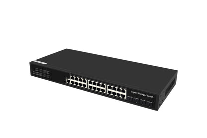 28-Port Full Gigabit Managed Ethernet Switch Fanless AC Powered Realtek Chip CE