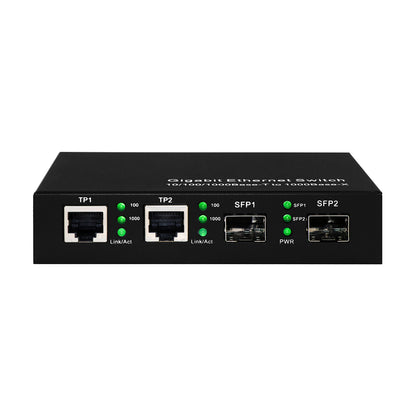 4-Port Gigabit Ethernet Switch SFP Fiber aged DC5V DC12V Input Fanless CE