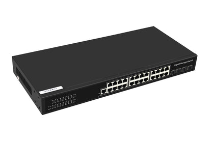 28-Port Full Gigabit Managed Ethernet Switch Fanless AC Powered Realtek Chip CE