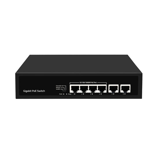 Olycom 4-Port Full Gigabit PoE Switch Unmanaged 60W Budget AC Input Fanless