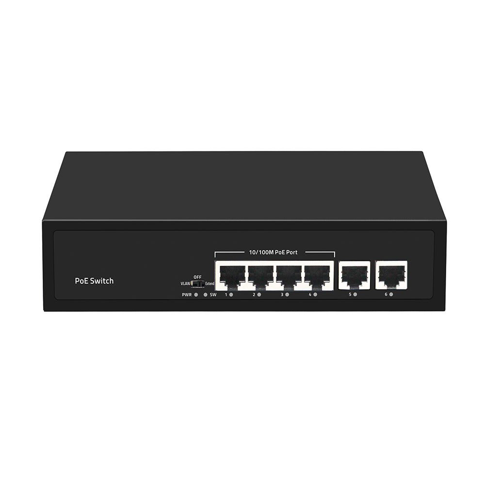 6 Port Fast Ethernet PoE Network Switch AC Input 15.4W/30W for IP Cameras