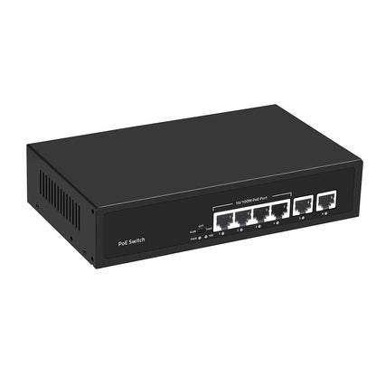 6 Port Fast Ethernet PoE Network Switch AC Input 15.4W/30W for IP Cameras