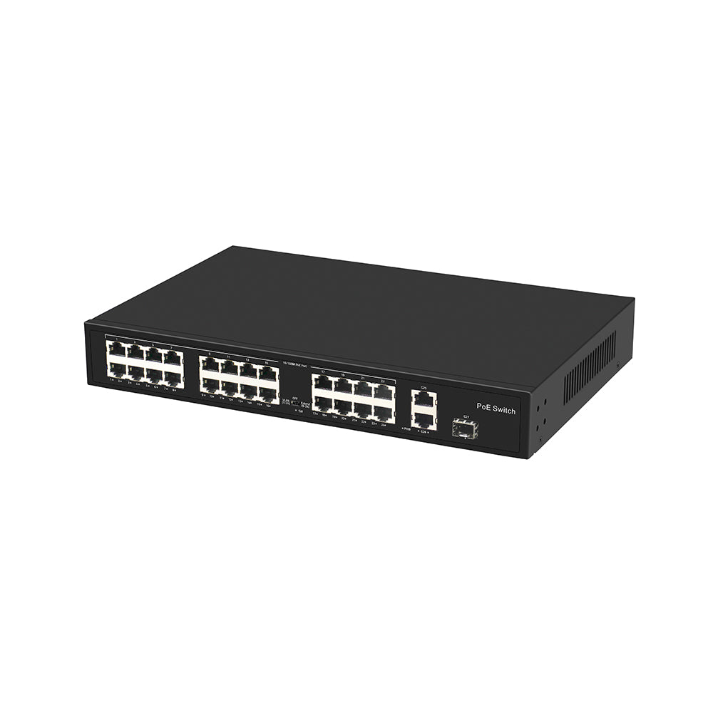 Olycom 24 Port 100M PoE Switch 280W VLAN 250 PoE Distance Unmanaged