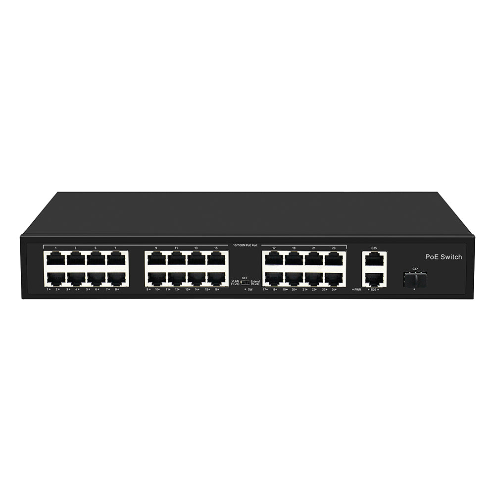 Olycom 24 Port 100M PoE Switch 280W VLAN 250 PoE Distance Unmanaged