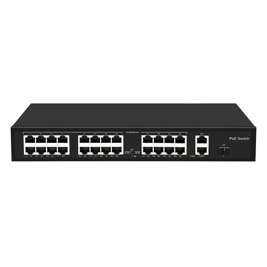 Olycom 24 Port 100M PoE Switch 280W VLAN 250 PoE Distance Unmanaged