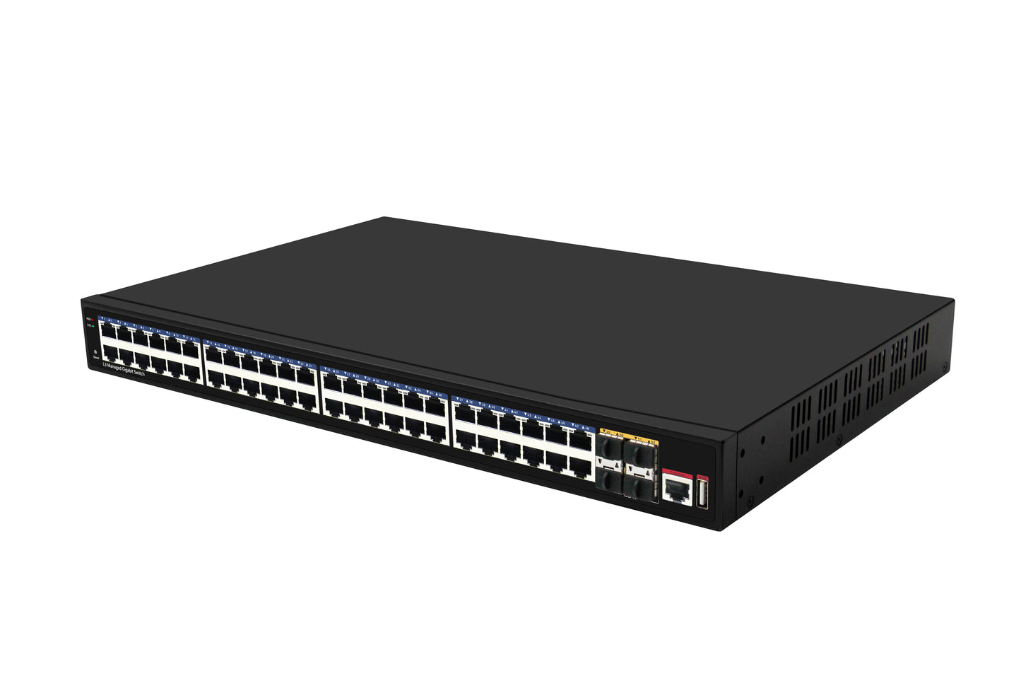 52-Port Gigabit Layer 3 Managed Ethernet Switch 10G Uplink Single AC Powered Fanless