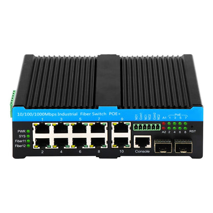 10/100/1000mbps Managed Industrial POE  Fiber switch  ( 2 Fiber to 8 UTP) (POE AF/AT/BT Optional)