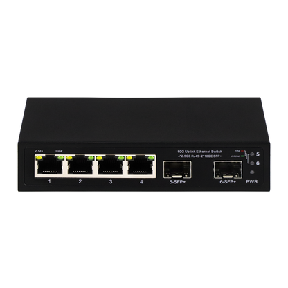 6 Port 2.5G Network Switch with 10G  Fiber Uplinks Unmanaged 100M/1G auto-sensing Ethernet Speed