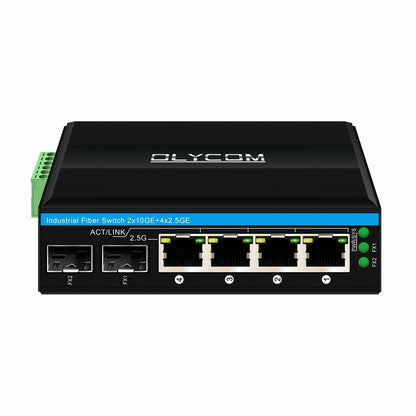 2.5G PoE Switch 4 Port With 10G Fiber Uplinks Industrial DIN Rail for ISPs Edge Networking